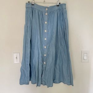 Madewell chambray button up skirt
